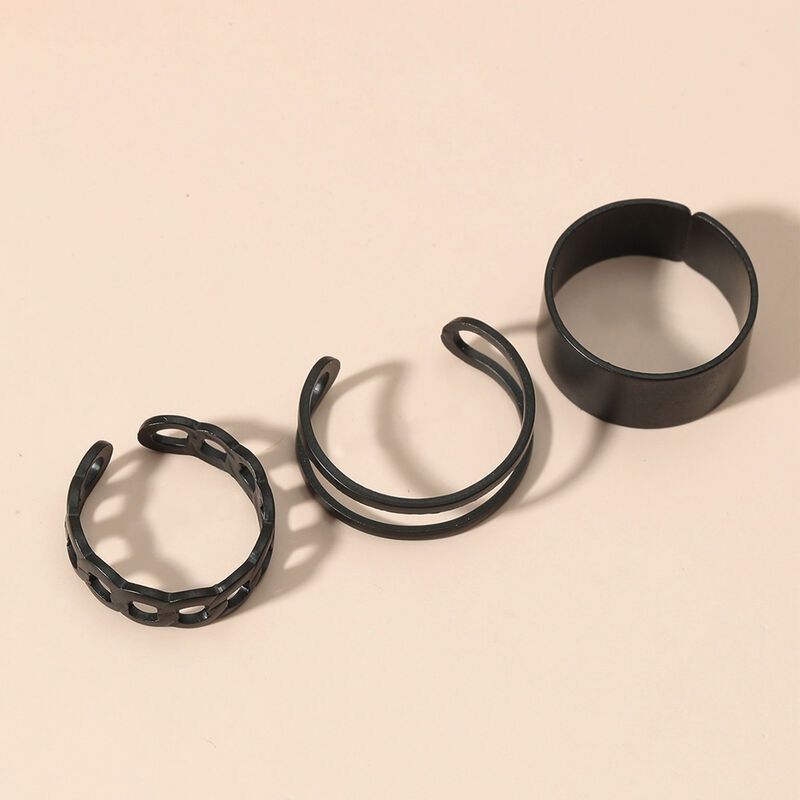 Black dark retro Hong Kong style three-piece set index finger knuckle ring female fashion personality niche indifferent wind accessories tide