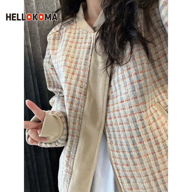 HK double-sided jacket autumn American retro all-match casual niche design sense small fragrant wind baseball jacket female