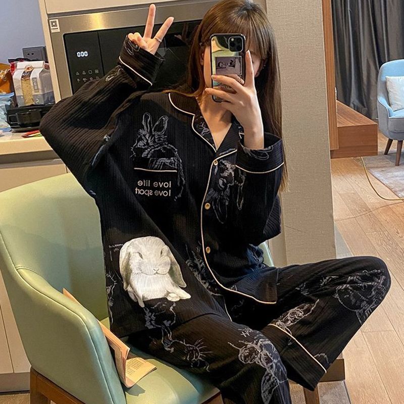 2022新款睡衣女秋冬長袖長褲兩件套月子服春秋夏季網紅大碼家居服
