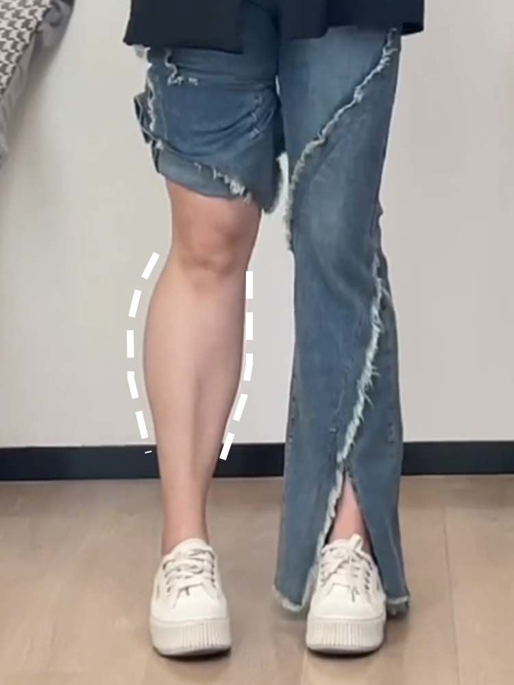 特大碼300斤胖mm毛邊開叉微喇叭牛仔褲女鬆緊腰寬鬆顯瘦百搭長褲2
