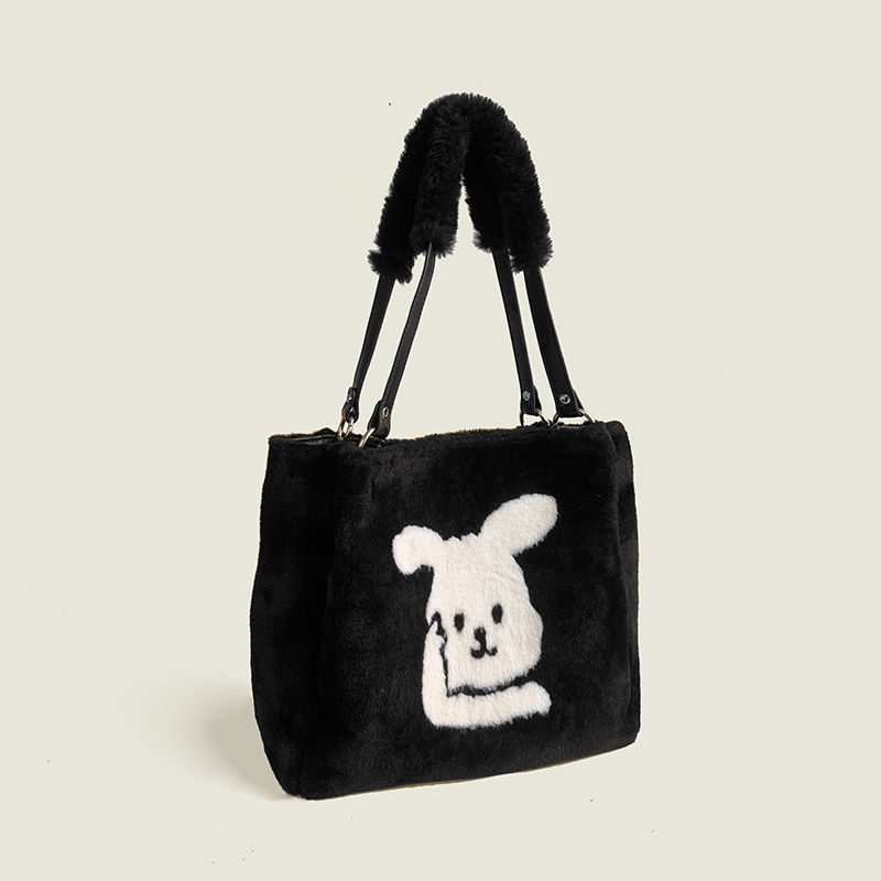 Literary and creative cute rabbit plush tote bag new student class large-capacity all-match one-shoulder commuter bag