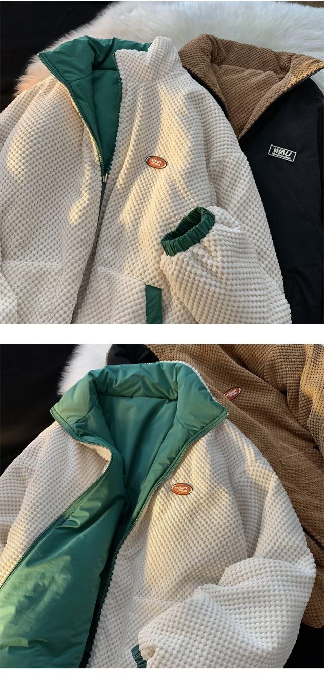 Wearing both sides of winter men's thickened insulation, standing collar, ethnic style cotton jacket,_voghion.com