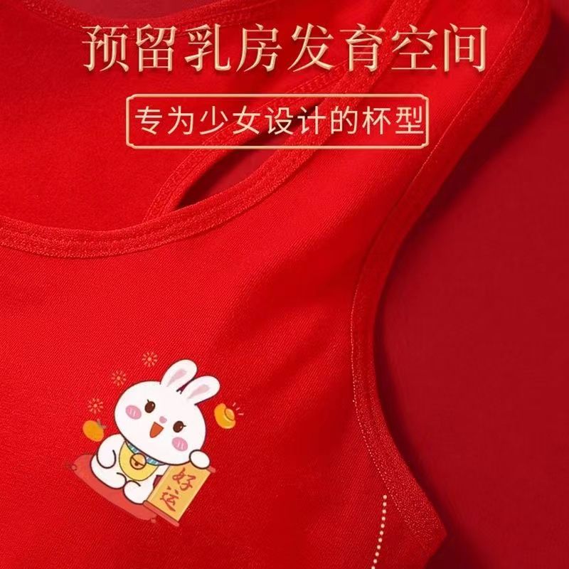 Children's natal year underwear underwear set junior high school students 12 years old vest big boy rabbit year tube top girl red bra