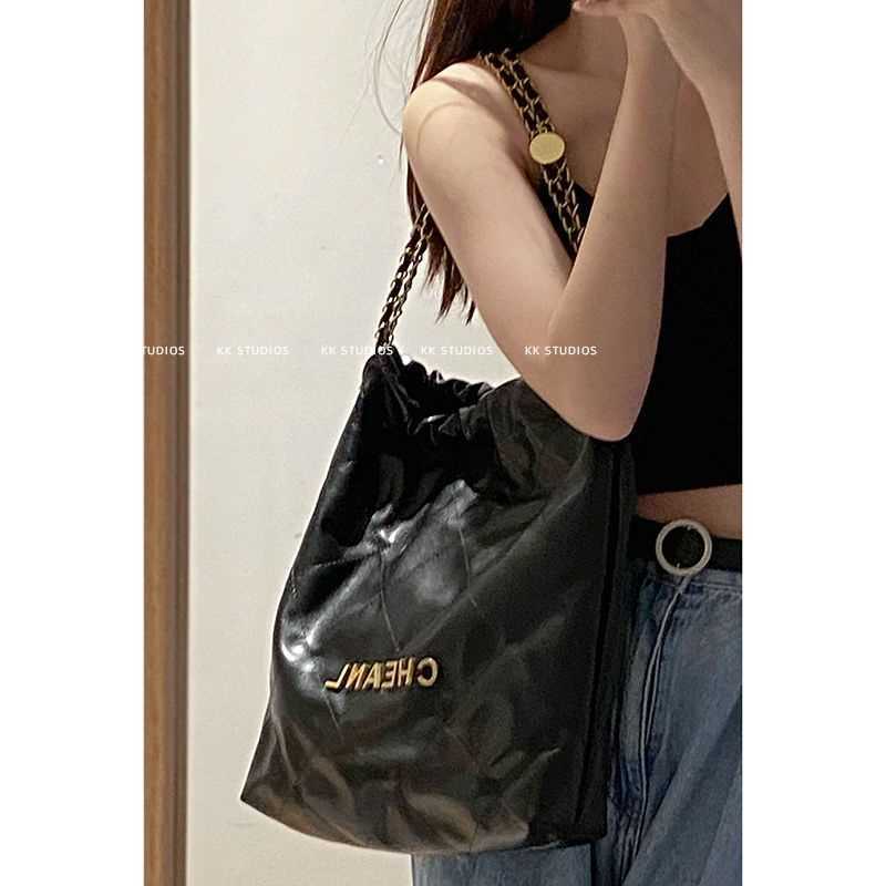 Liu Wen's same style rhombic chain bag women's summer new trendy fashion tote bag large capacity garbage bag bag