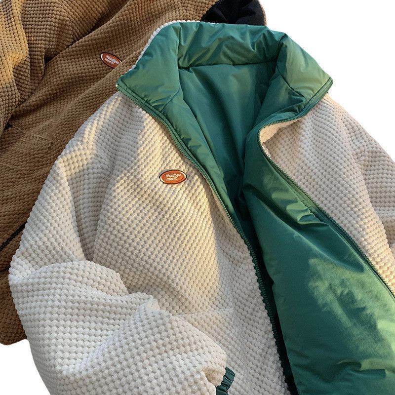 Wearing both sides of winter men's thickened insulation, standing collar, ethnic style cotton jacket,_voghion.com