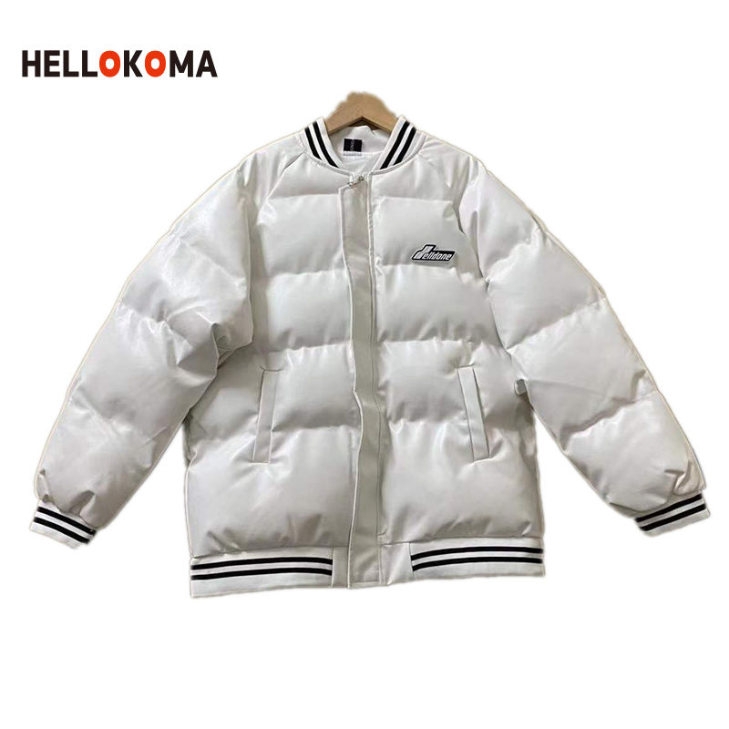 HK American style hiphop cotton jacket female autumn and winter new tide brand baseball uniform loose bf couple thickened cotton jacket