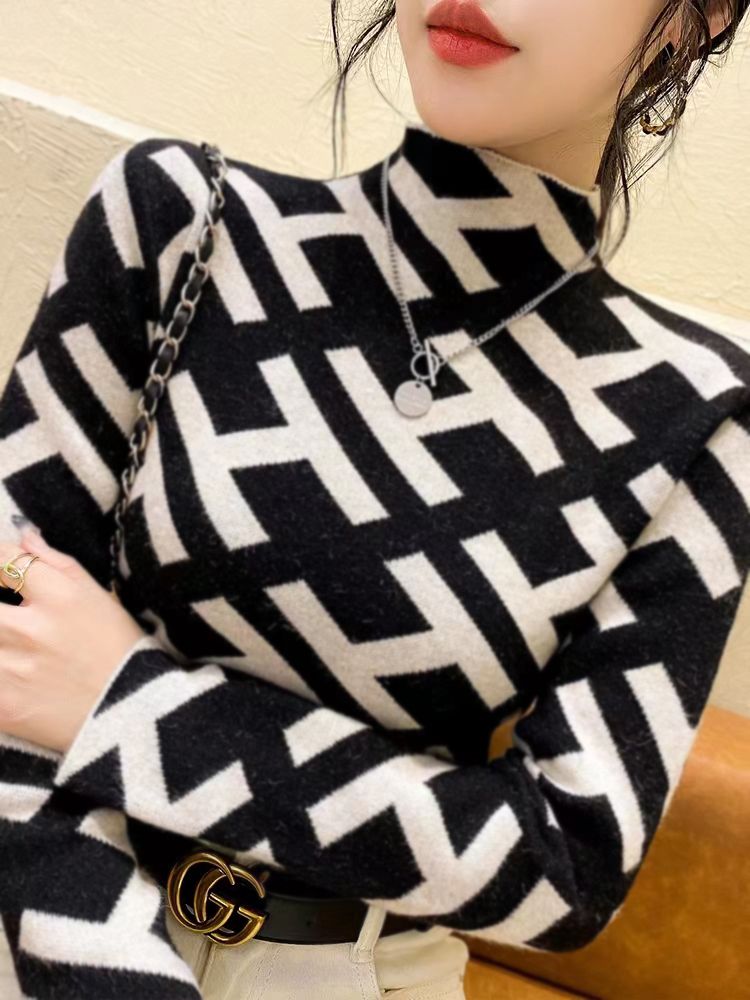 雙面德絨打底衫女秋冬時髦時尚洋氣內搭半高領保暖長袖上衣T恤女