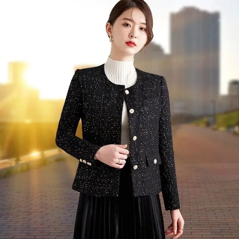 French-style small fragrance jacket women's spring and autumn new high-end temperament celebrity slim short casual tweed top
