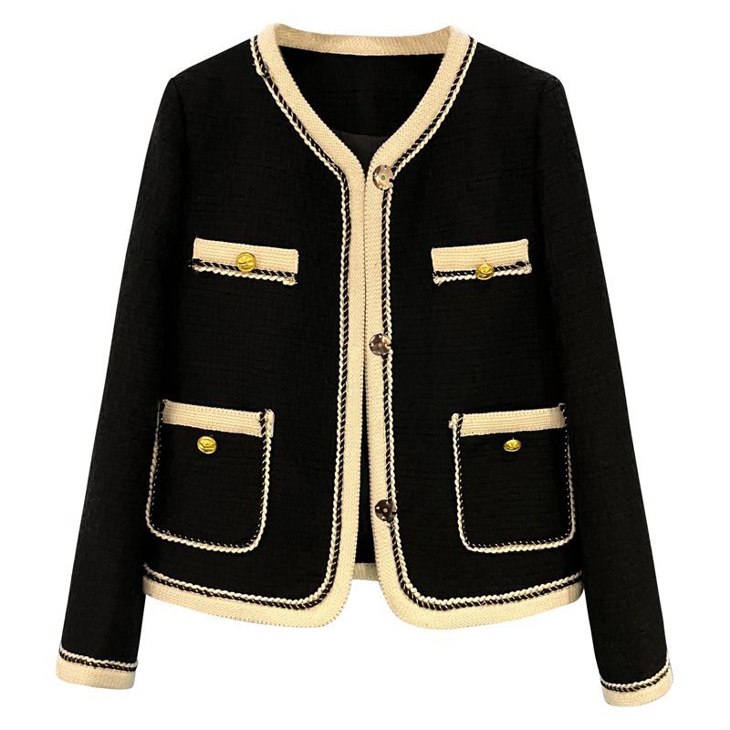Black short concealed button suit jacket female celebrity temperament high-end sense  spring and autumn new product professional top