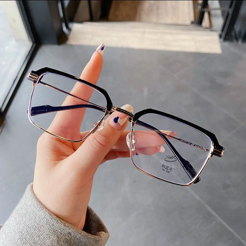 Douyin explosive myopia glasses men can be equipped with degree frame big face wide ultra-light eye frame flat mirror half frame female