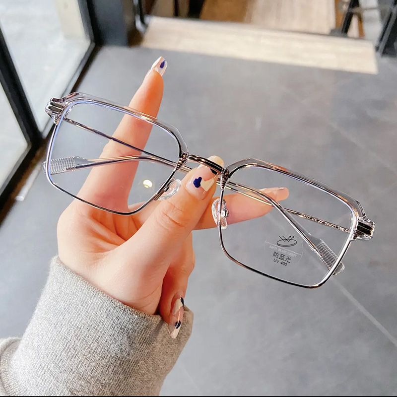 Douyin explosive myopia glasses men can be equipped with degree frame big face wide ultra-light eye frame flat mirror half frame female