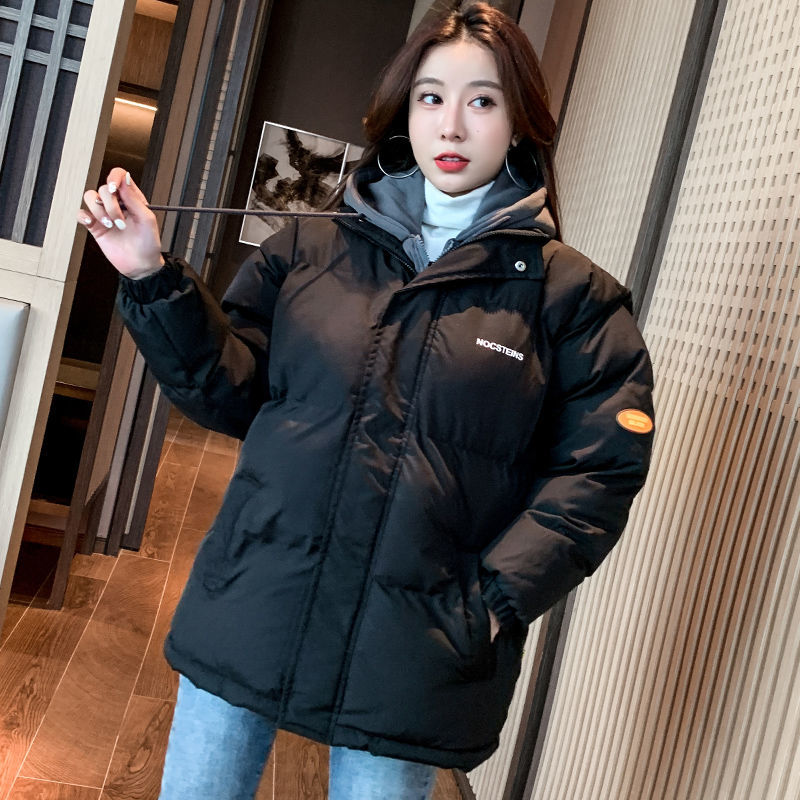 假两件棉衣女秋冬装时尚新款羽绒棉服韩版学生女士宽松面包服外套