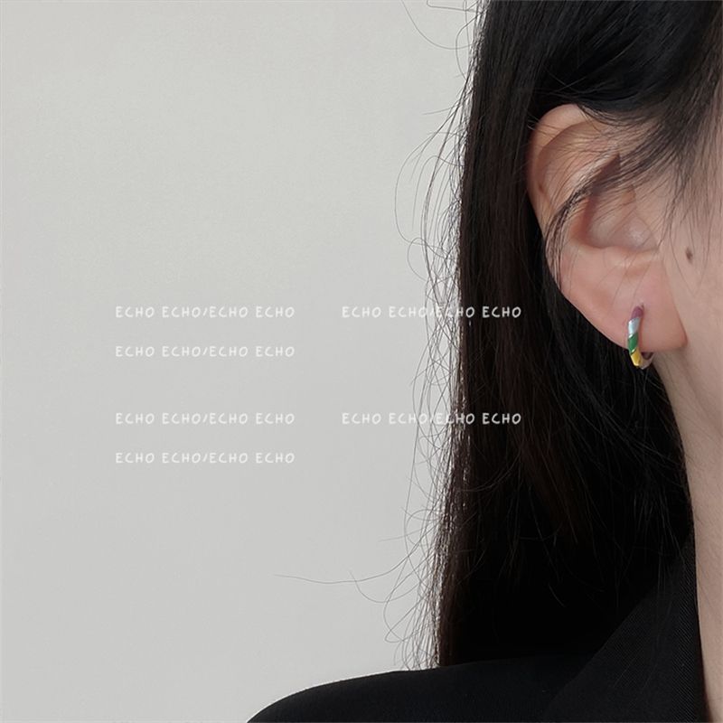 复古彩釉圆圈耳扣韩国小众风彩色滴釉耳环设计感港风独特气质耳饰