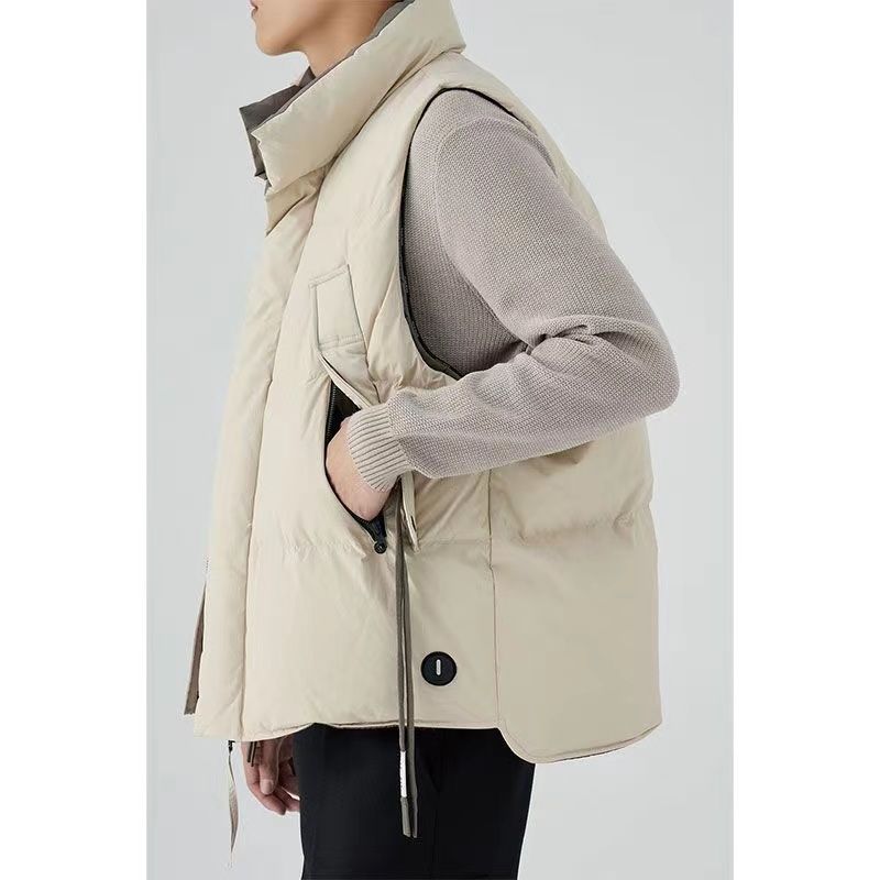 2022 Winter Outdoor Casual Sleeveless Vest Cotton Cotton Coat Coat Fashion Simple Stand Collar Padded Cotton Men's and Women's Vest Shoulder Vest
