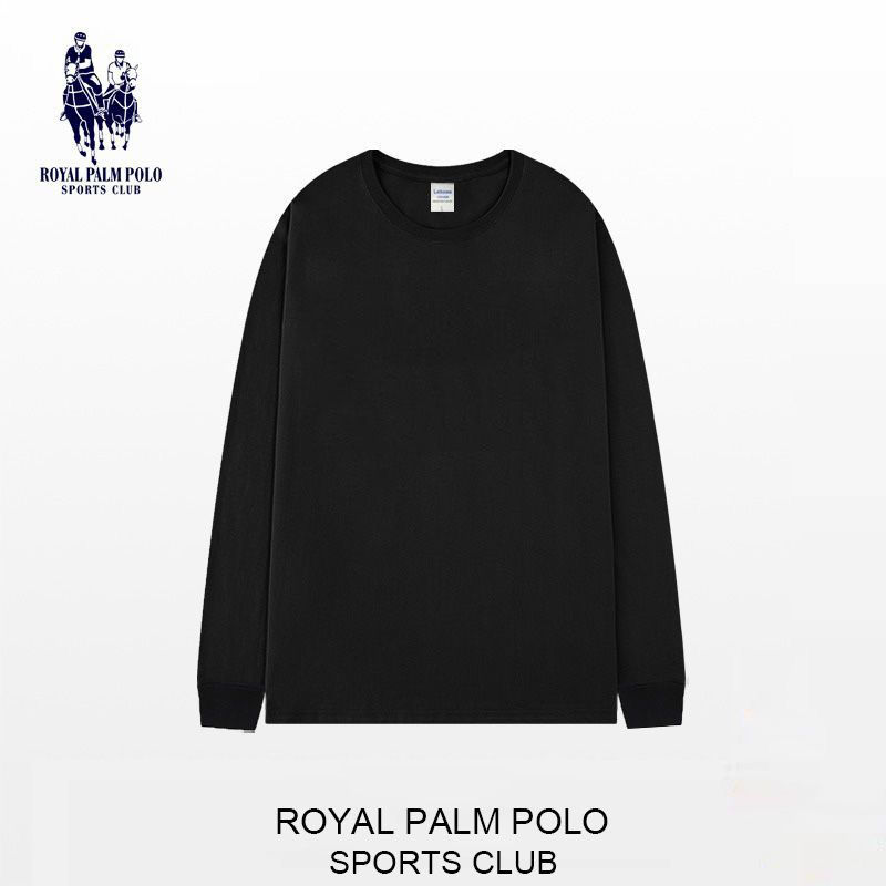 ROYAL PALM POLO潮牌纯色重磅纯棉长袖t恤男秋季美式宽松打底衫