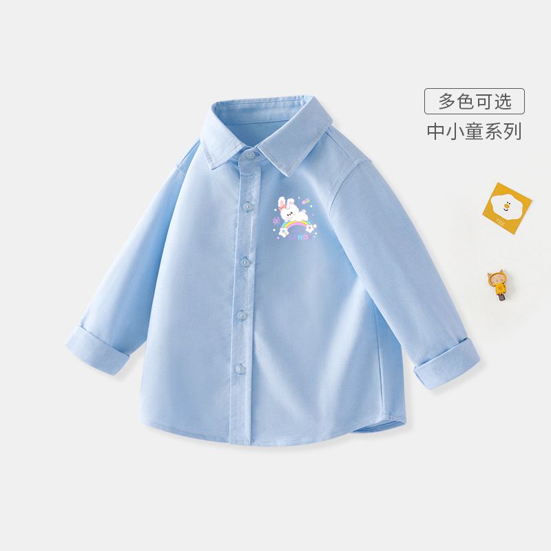 Semir cotton for girls' children's clothing spring and autumn clothing new solid color shirt foreign style cute printed baby children and girls