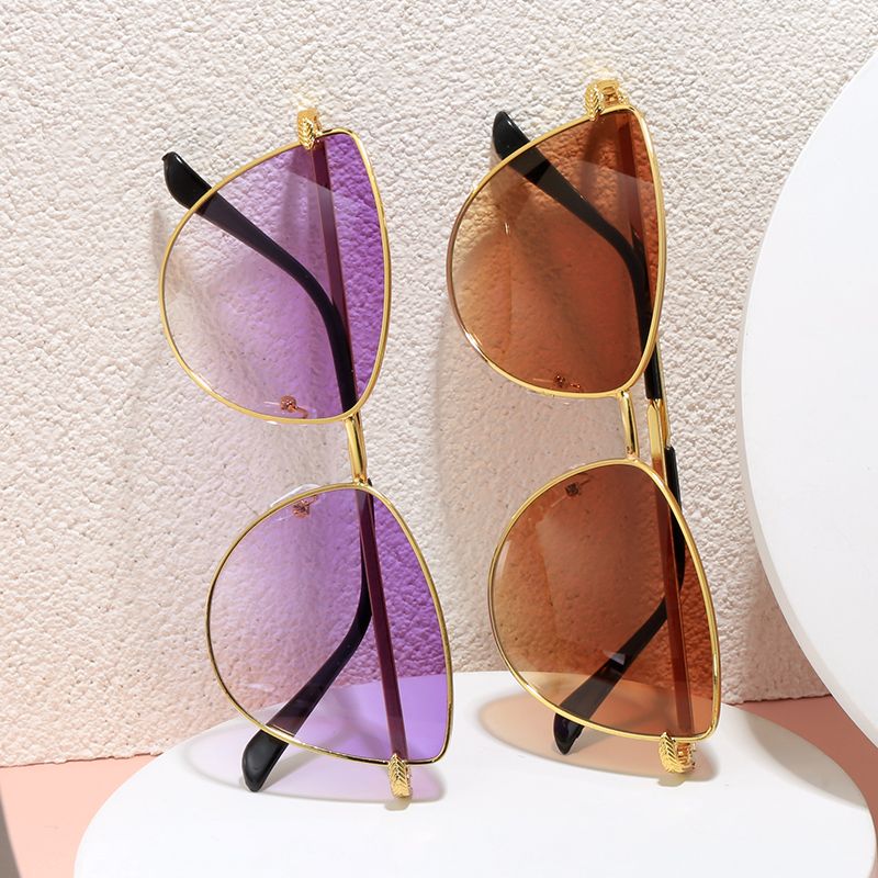 新款金属猫眼太阳镜欧美小框个性潮流嘻哈三角墨镜女时尚眼镜