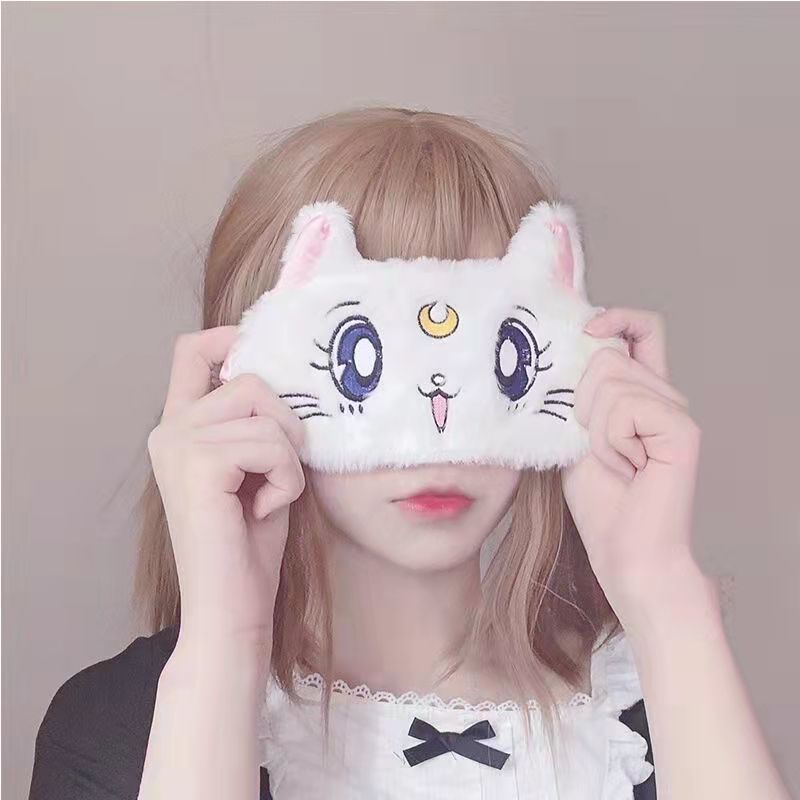 可爱美少女猫咪眼罩女睡眠遮光学生韩版儿童男冰袋款毛绒ins卡通