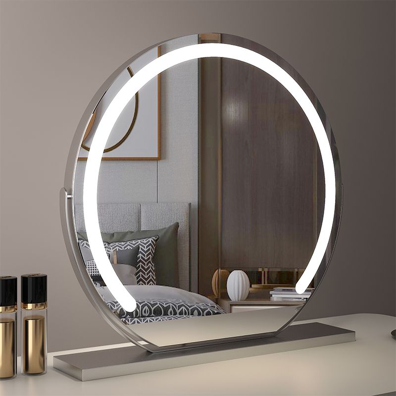 半圆化妆镜台式桌面led灯大号宿舍家用补光充电智能梳妆台镜子