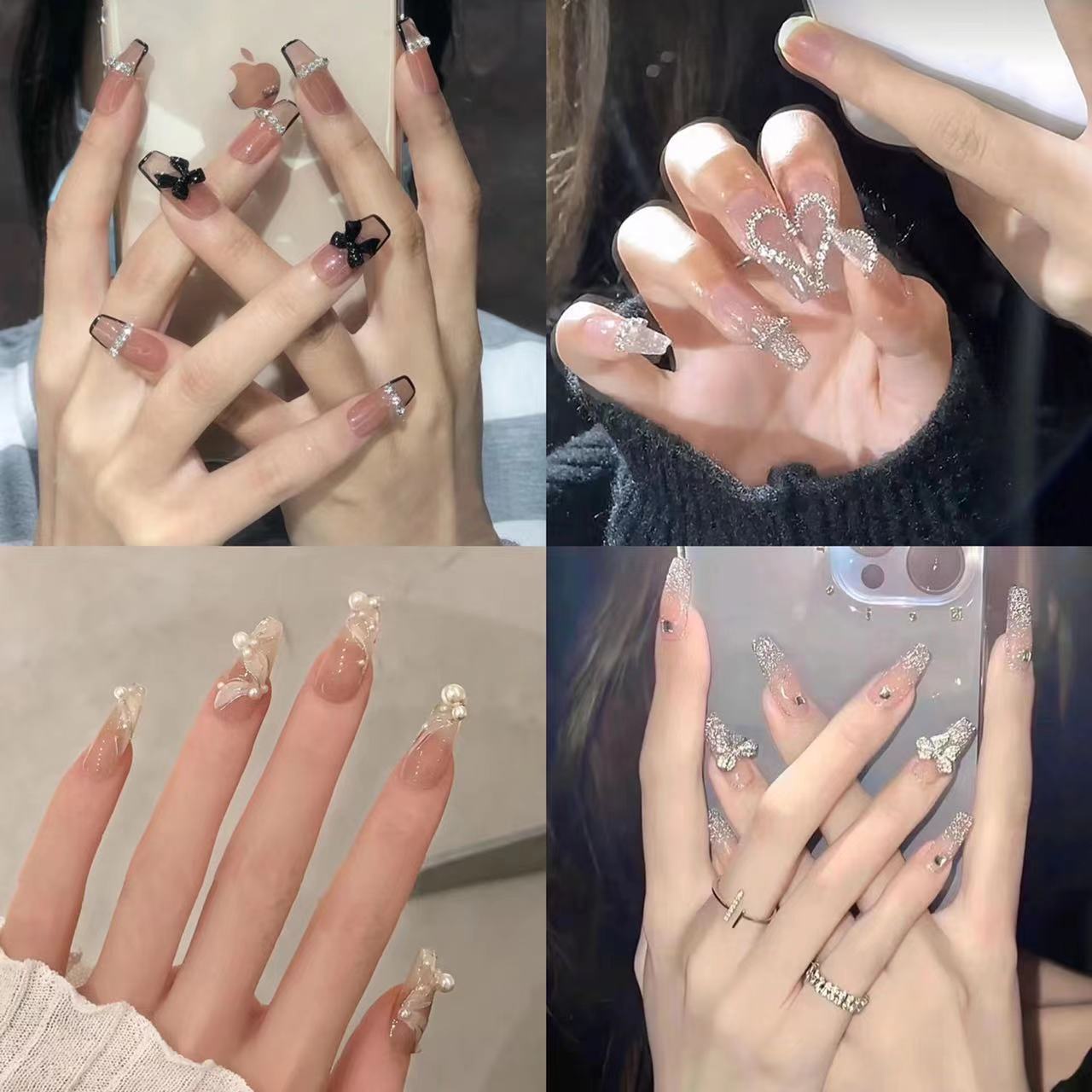 Manicure Wearable Fake Nail Patch Removable Nail Patch Finished Waterproof Whitening Temperament Little Red Book Long Style