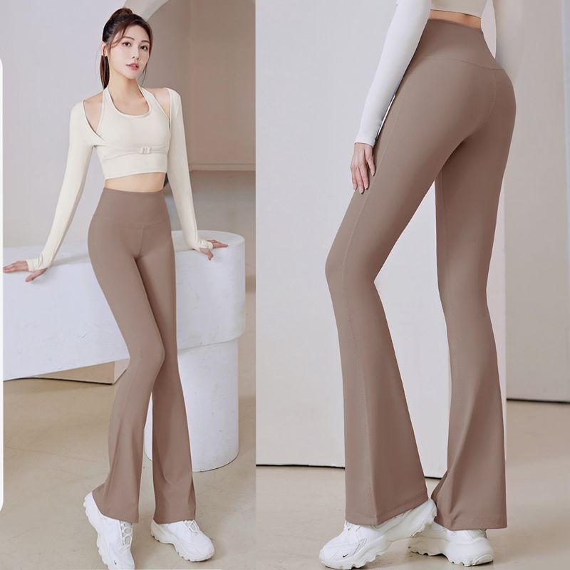 瑜伽褲女2023春夏季新款高腰蜜桃提臀健身套裝高彈專業運動喇叭褲
