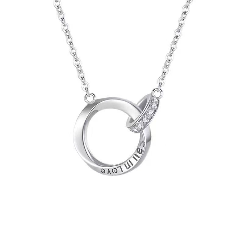 Mobius Loop Interlocking Couple S925 Silver Necklace Light Luxury Trendy Niche Friend Gift For Boyfriend And Girlfriend_voghion.com