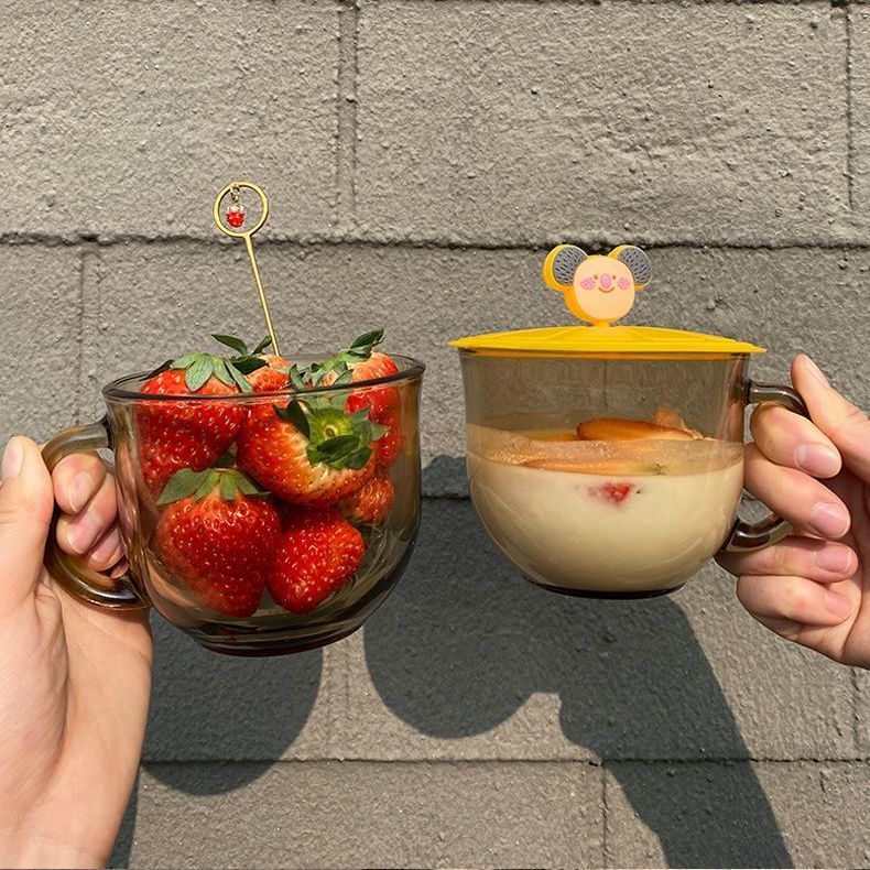 新款11cm食品级硅胶杯盖马克杯盖子玻璃杯盖通用万能圆形卡通杯盖