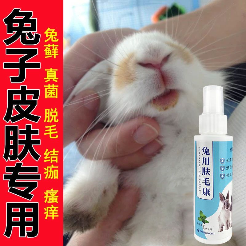 兔子皮肤病专用药真菌感染兔癣脚皮炎烂脚烂嘴药掉毛疥螨结痂喷雾