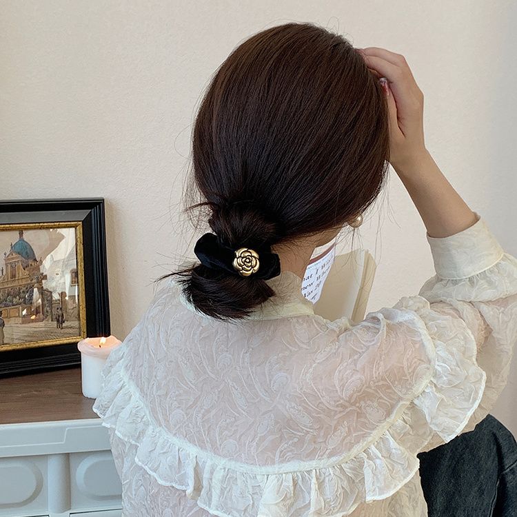 Nuovo cappio per capelli in velluto per intestino crasso, retrò e avanzato, piccolo vento profumato, corda per la testa della camelia, corda per capelli con cravatta autunnale e invernale per le donne_voghion.com