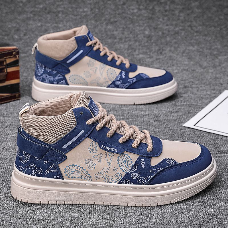 Spring men's shoes 2023 new high-top shoes men's sports casual cashew flower board shoes trendy all-match shoes men's models