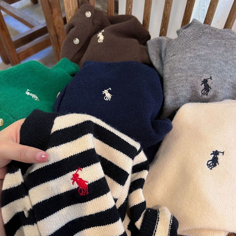 Children's foreign style sweater  autumn new boys and girls solid color embroidery knitted cardigan baby short woolen coat