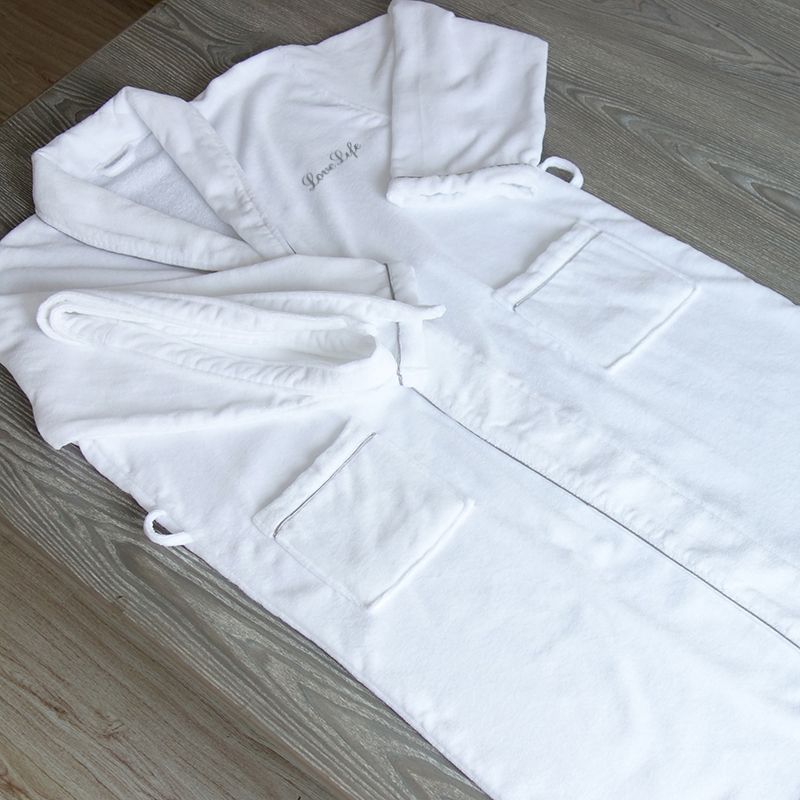Five-star hotel cotton bathrobe for men and women pure cotton soft absorbent bathrobe spring and autumn thickened cut velvet towel material nightgown