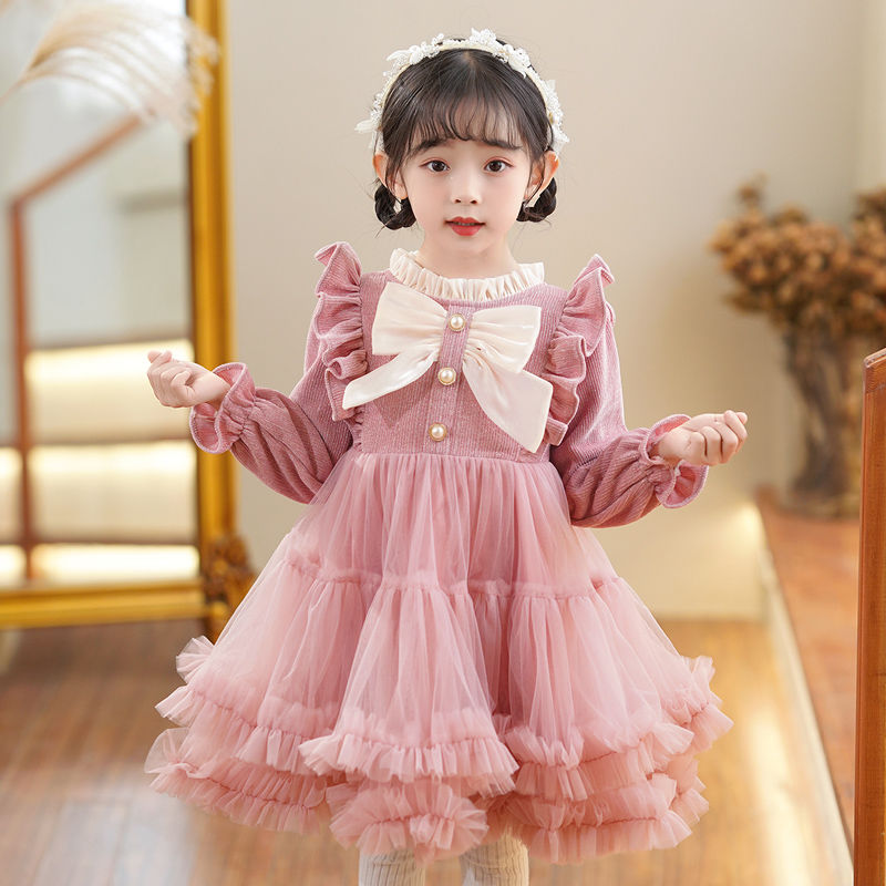 女童連衣裙春裝2023新款小女孩洋氣蓬蓬兒童公主裙春秋寶寶時髦裙