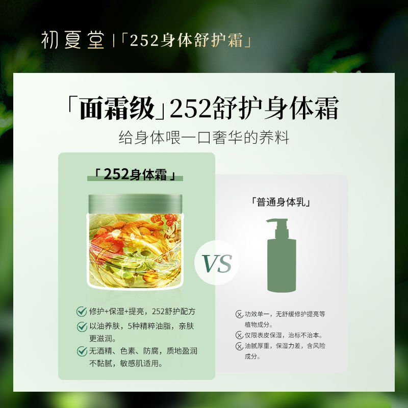 初夏堂252甜扁桃身體霜潤膚乳全身補水保濕滋潤秋冬持久留香體女