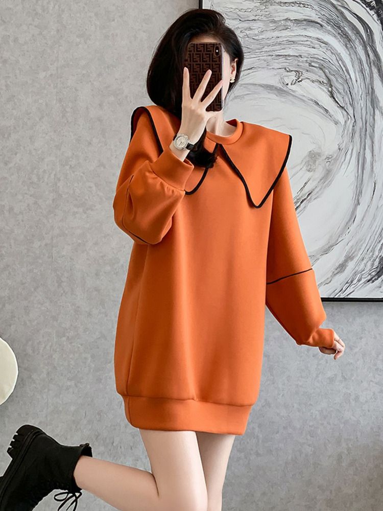 Spring and Autumn Doll Collar European Sweater Dress Fat MM Extra Large Size 300 Jin Covering Butt Mid-length Thin Velvet Dress