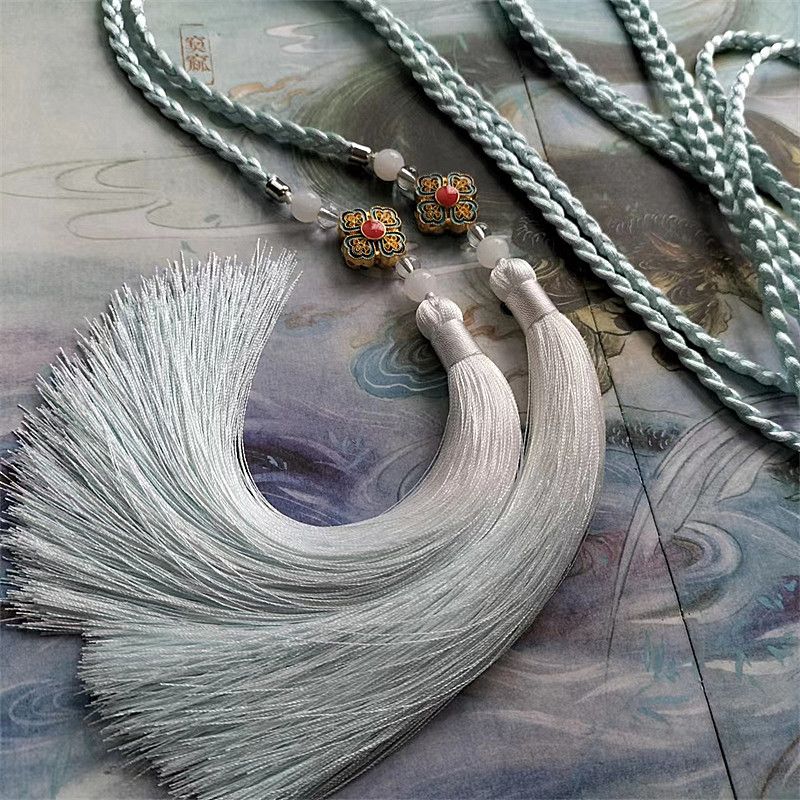原创古风宫绦长流苏腰绳景泰蓝精奢古装汉服男女渐变流苏腰间配饰
