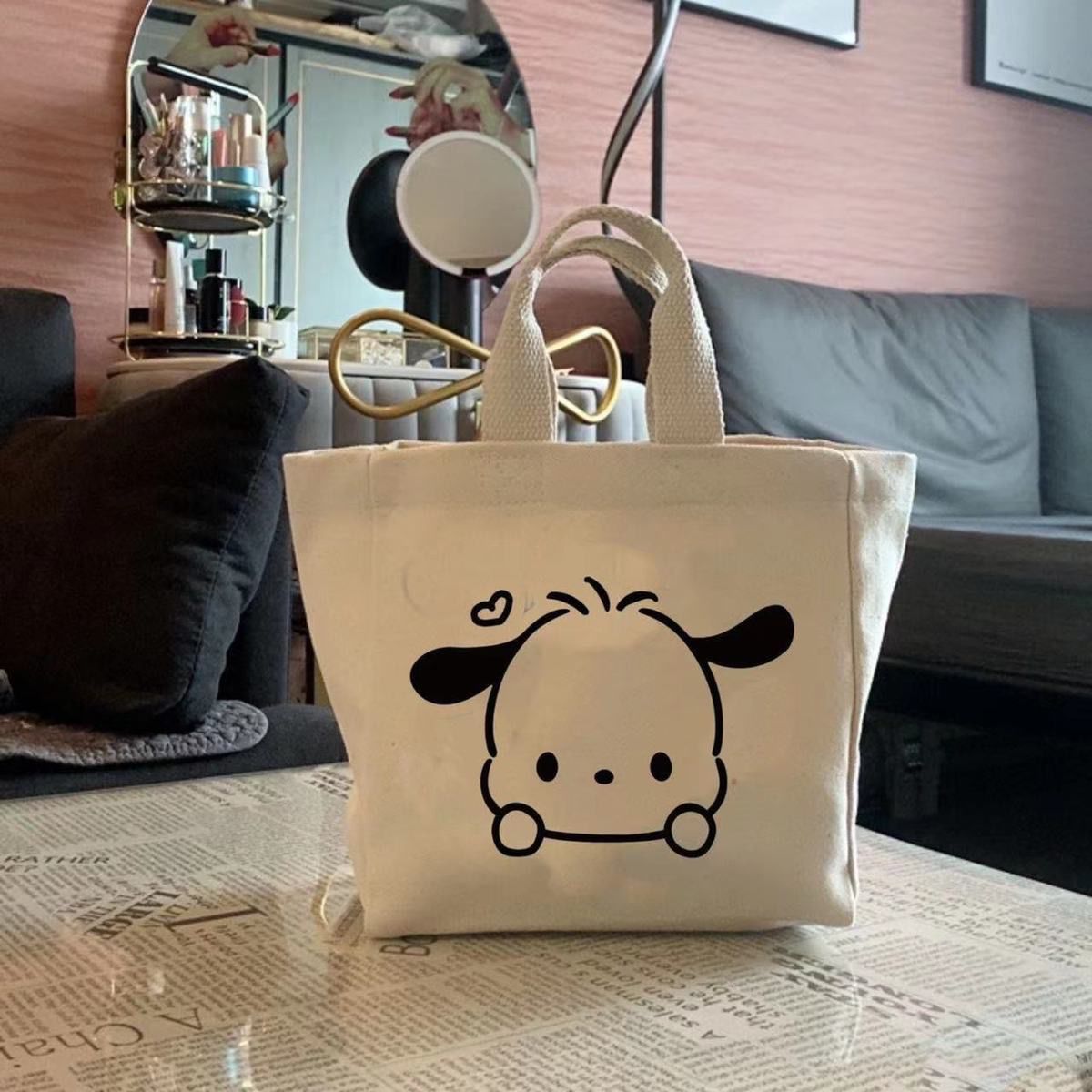 Handbag new style bag women's high-end canvas bag female student Korean version lunch bag cosmetic bag lunch box portable