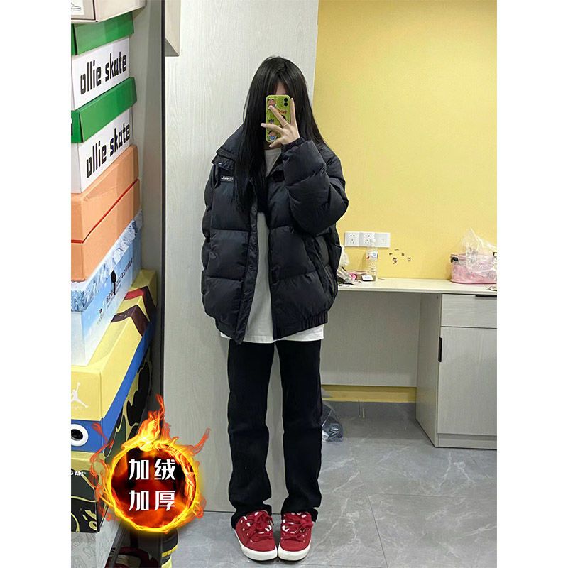 黑色加絨窄版高腰牛仔褲女秋冬新款修身顯瘦拖地彈力百搭煙管長褲
