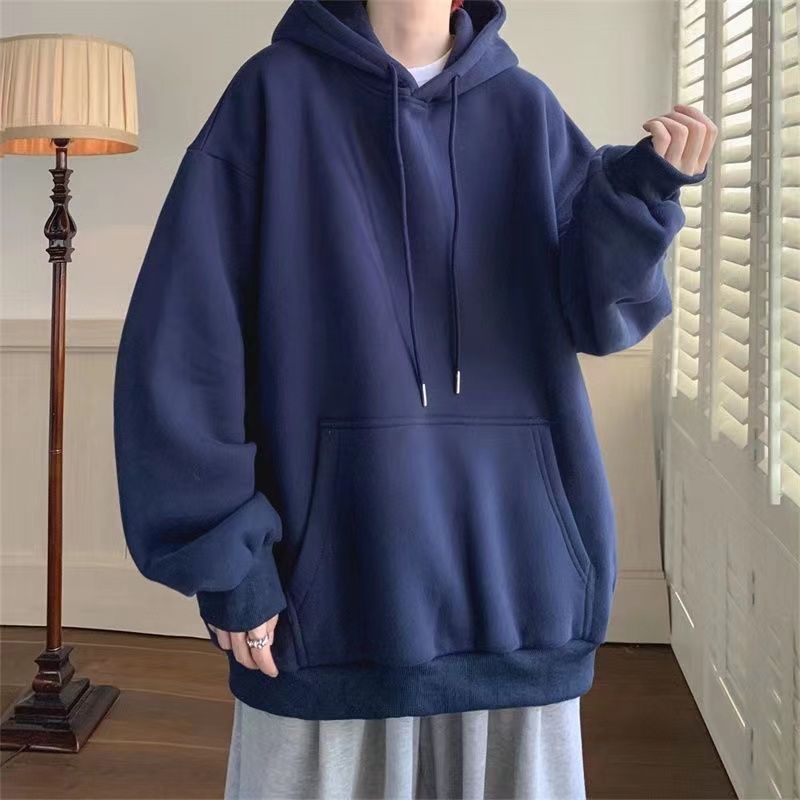 100%純棉簡約潮牌純色連帽衛衣男女情侶潮流秋冬百搭寬鬆加絨外套
