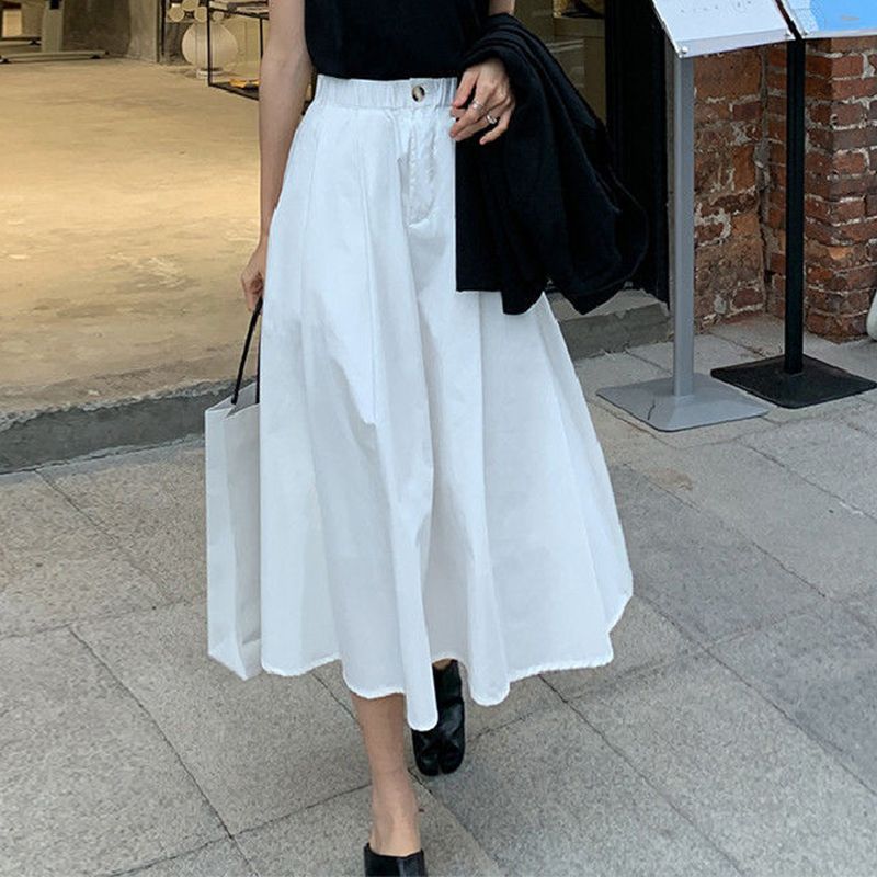 High-waisted skirt for women in spring and autumn new style ins trendy versatile light mature mid-length elegant umbrella skirt slimming A-line skirt