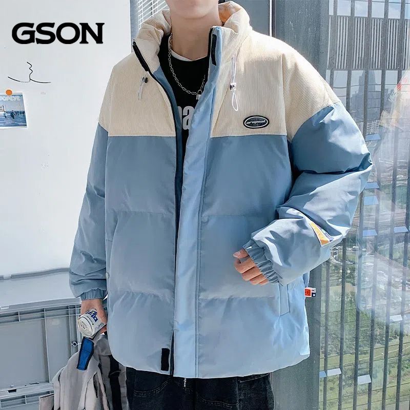 GSON棉服男士2022冬季新款韩版潮流拼接百搭加厚保暖外套