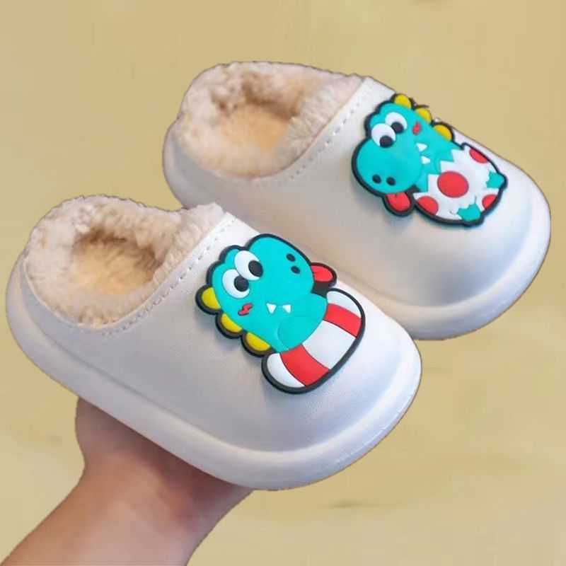 8X Children's Waterproof Cotton Slippers Autumn and Winter Boys and Girls Indoor Anti-slip Plus Velvet Thick Bottom Warm Baby Cotton Shoes Outside