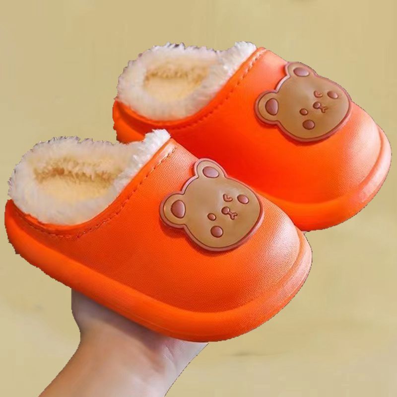 8X Children's Waterproof Cotton Slippers Autumn and Winter Boys and Girls Indoor Anti-slip Plus Velvet Thick Bottom Warm Baby Cotton Shoes Outside