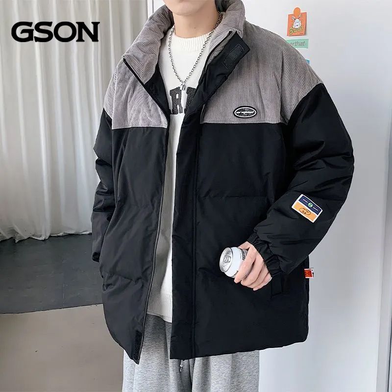 GSON棉服男士2022冬季新款韩版潮流拼接百搭加厚保暖外套