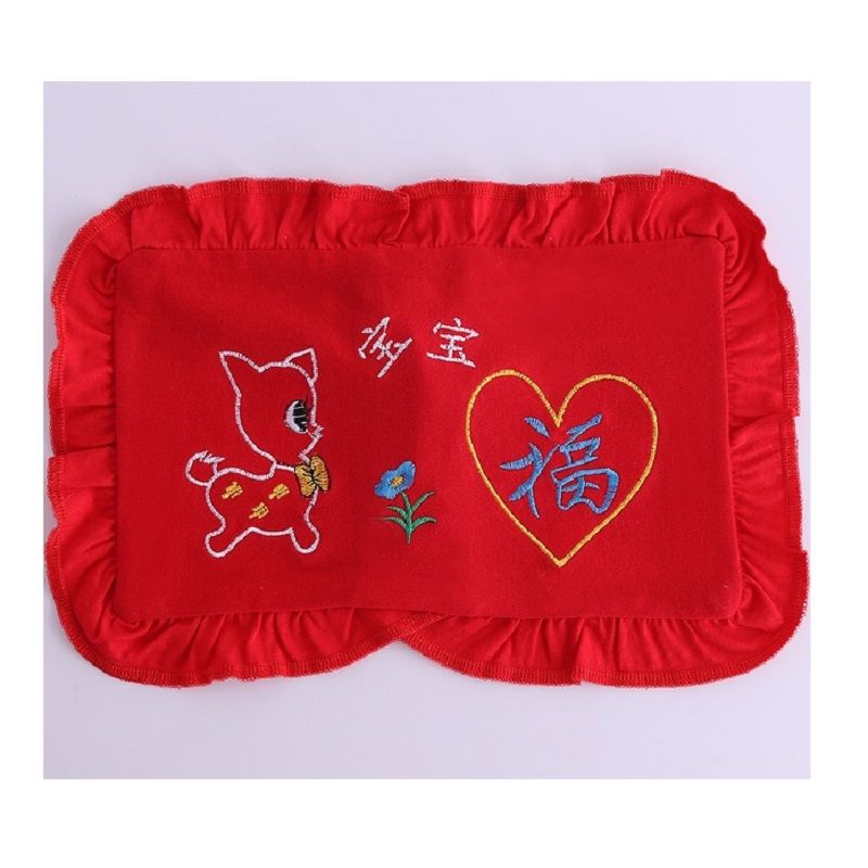 宝宝纯棉红色枕套 新生婴儿红色喜庆定型枕头枕套平安吉祥红枕套