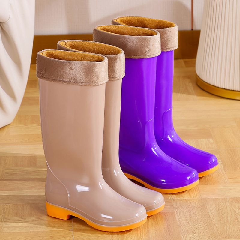 水鞋女高筒防水防滑鞋厨房胶鞋长筒雨靴保暖中筒雨鞋冬雨鞋