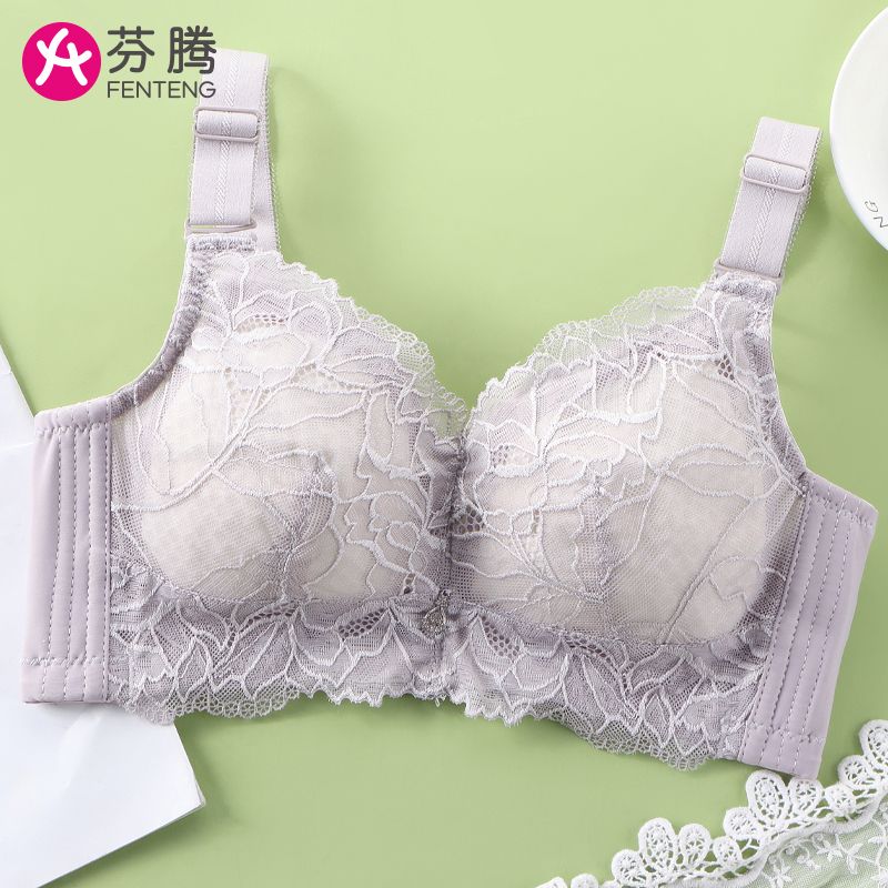 Fenton underwear women's thin section big breasts show small anti-sagging gathered breasts bra large size sexy no steel ring bra