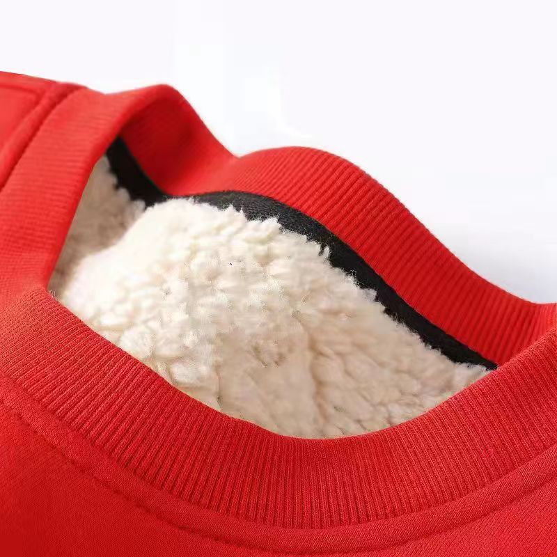 2022 Winter velvet thickened lambswool sweatshirt for women and men loose round neck warm lambswool hooded top jacket