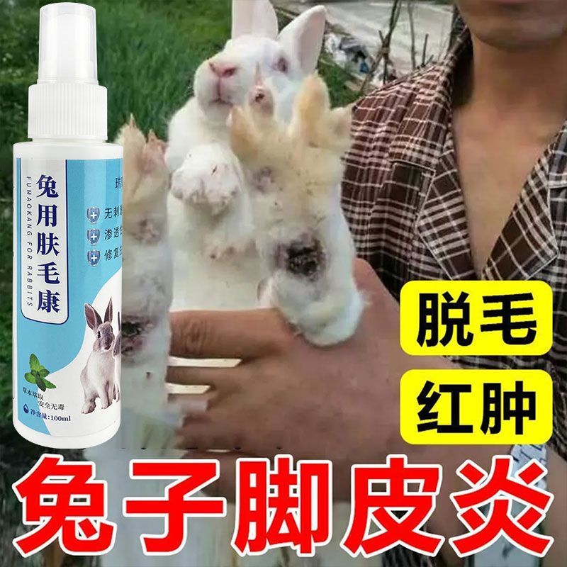 兔子皮肤病专用药真菌感染兔癣脚皮炎烂脚药掉毛疥螨结痂特效喷雾