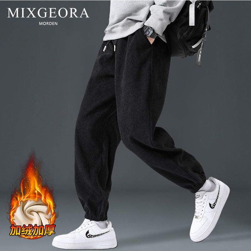 MIXGEORA corduroy pants men's spring, autumn and winter new trendy brand loose leggings sweatpants versatile casual trousers